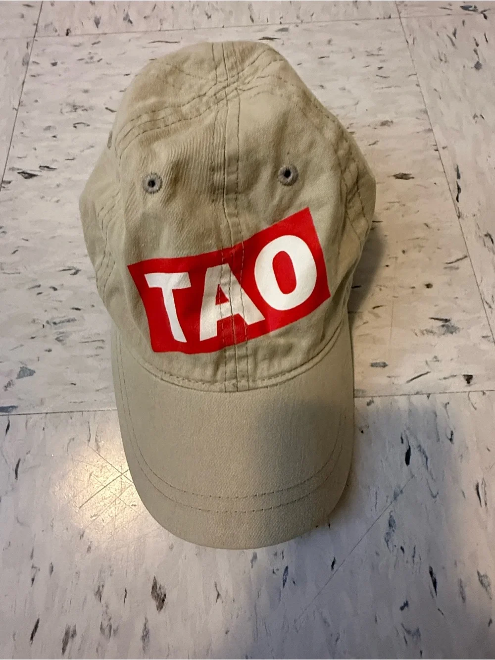 TAO Kids Beige Baseball Cap with Red Logo